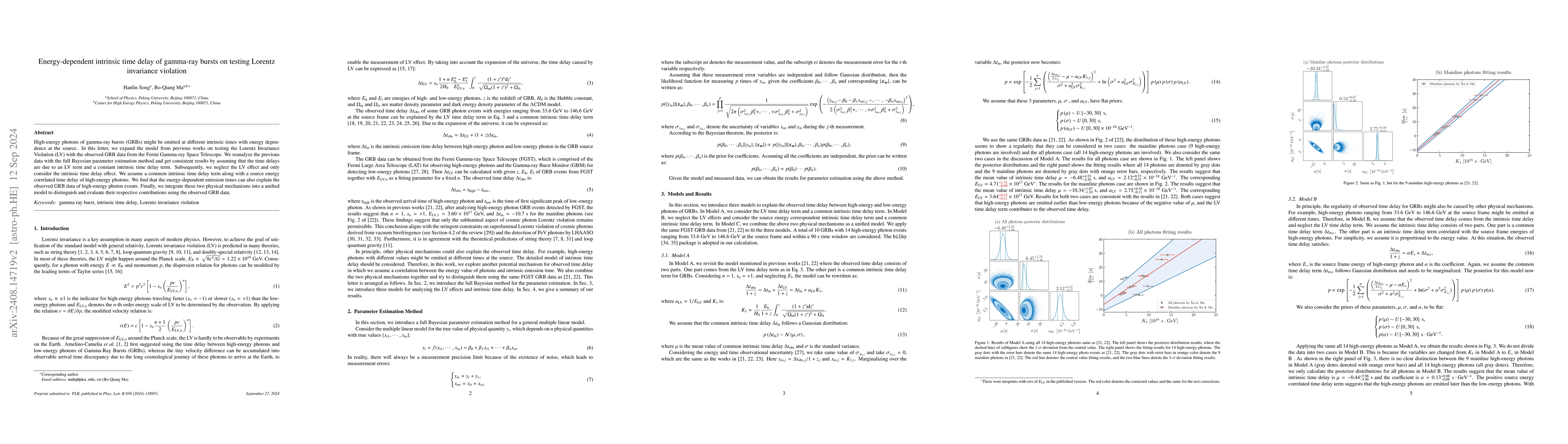 Thumbnail for Energy-dependent intrinsic time delay of gamma-ray bursts on testing
  Lorentz invariance violation