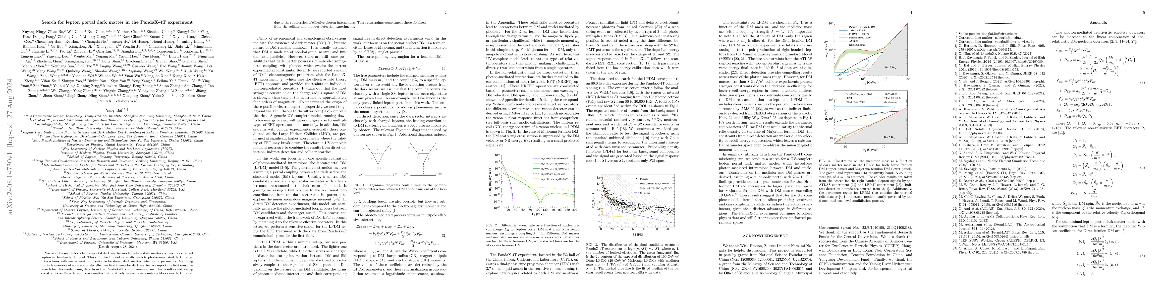 Thumbnail for Search for lepton portal dark matter in the PandaX-4T experiment