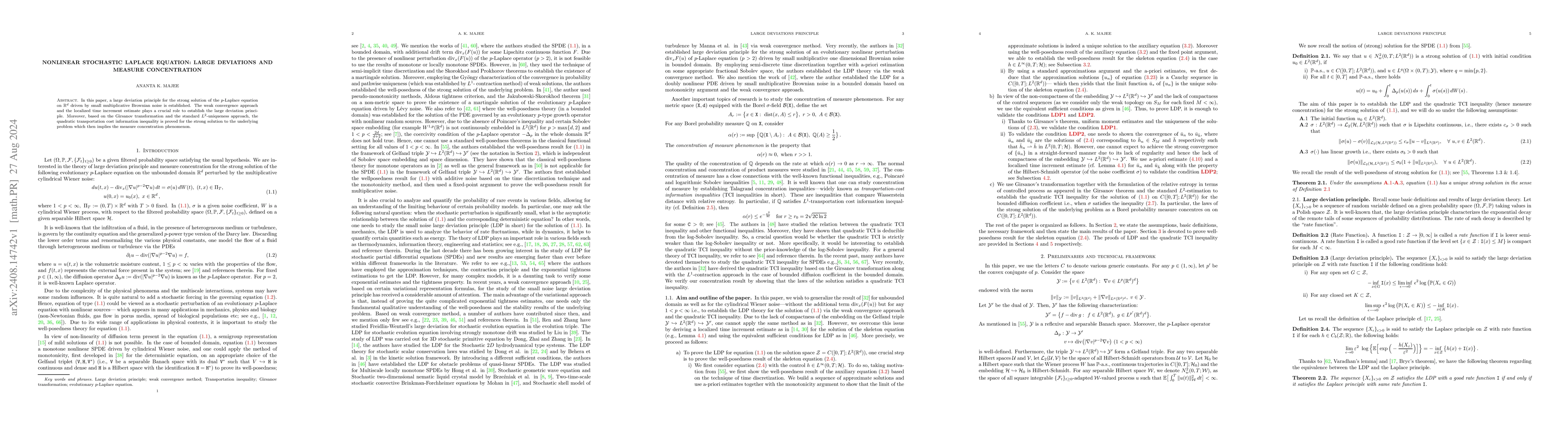 Thumbnail for Nonlinear stochastic Laplace equation: Large Deviations and Measure
  Concentration