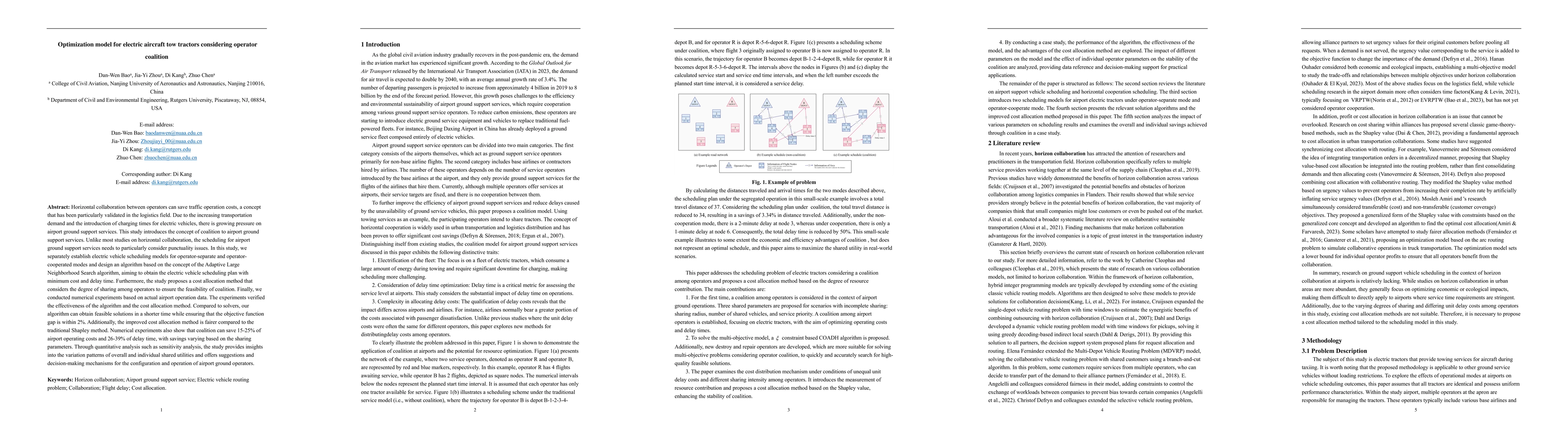 Thumbnail for Optimization model for electric aircraft tow tractors considering
  operator coalition