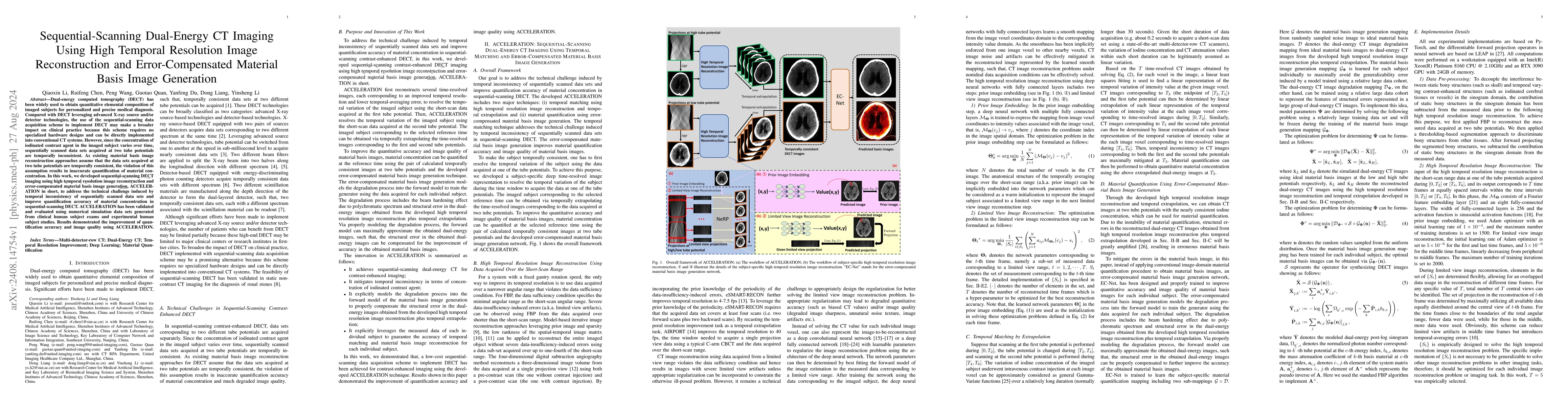 Thumbnail for Sequential-Scanning Dual-Energy CT Imaging Using High Temporal
  Resolution Image Reconstruction and Error-Compensated Material Basis Image
  Generation