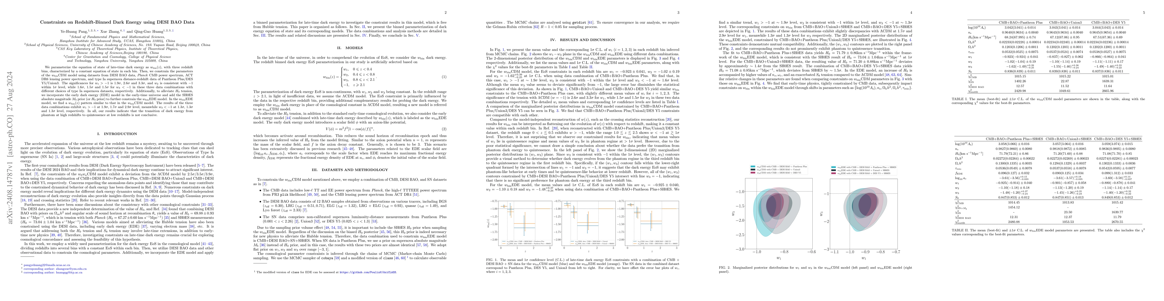 Thumbnail for Constraints on Redshift-Binned Dark Energy using DESI BAO Data