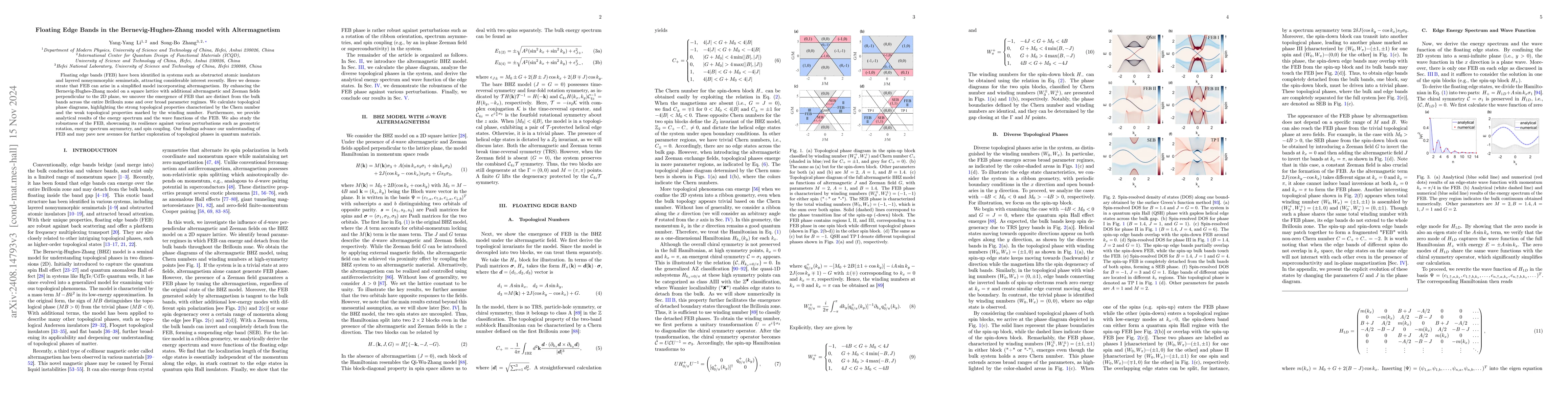 Thumbnail for Floating Edge Bands in the Bernevig-Hughes-Zhang model with
  Altermagnetism