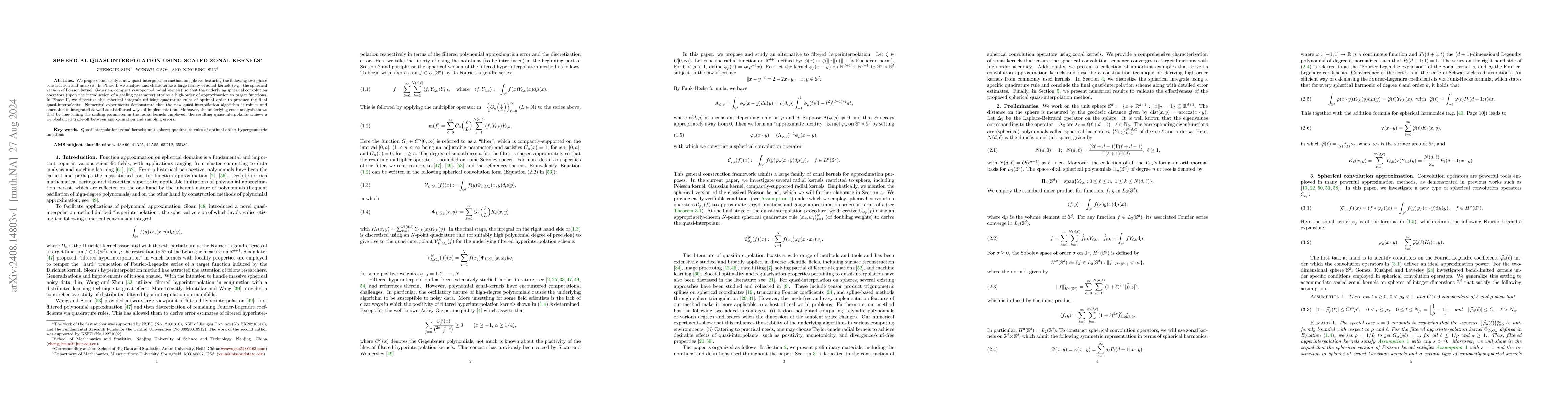 Thumbnail for Spherical quasi-interpolation using scaled zonal kernels