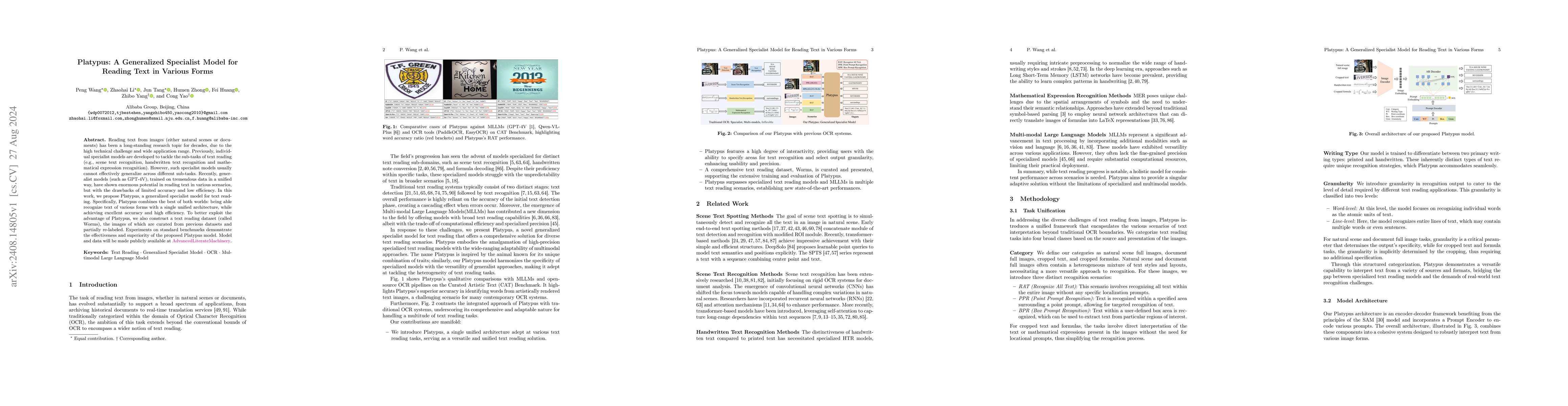 Thumbnail for Platypus: A Generalized Specialist Model for Reading Text in Various
  Forms