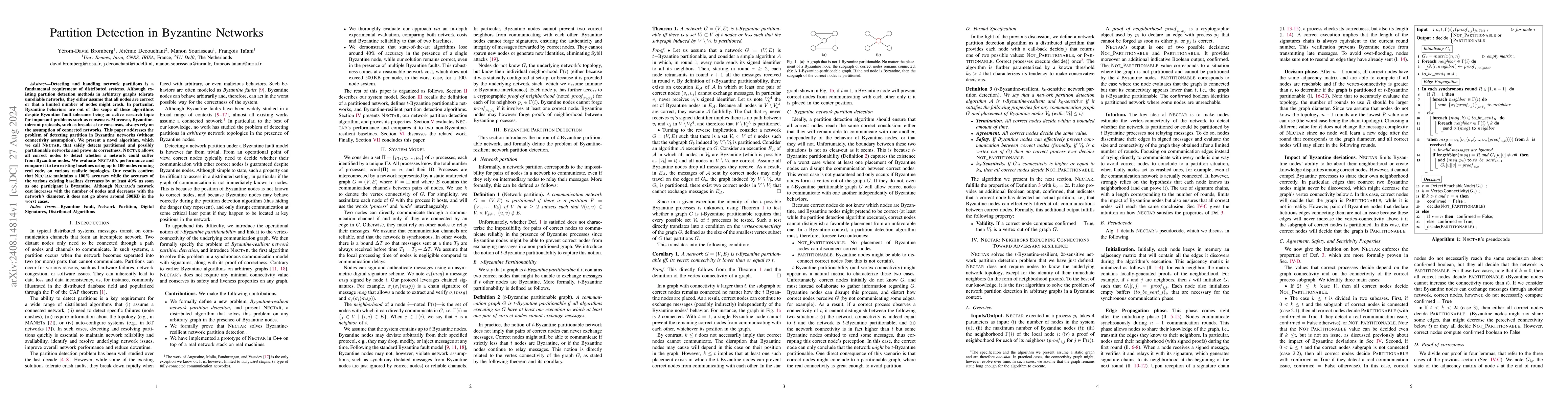 Thumbnail for Partition Detection in Byzantine Networks