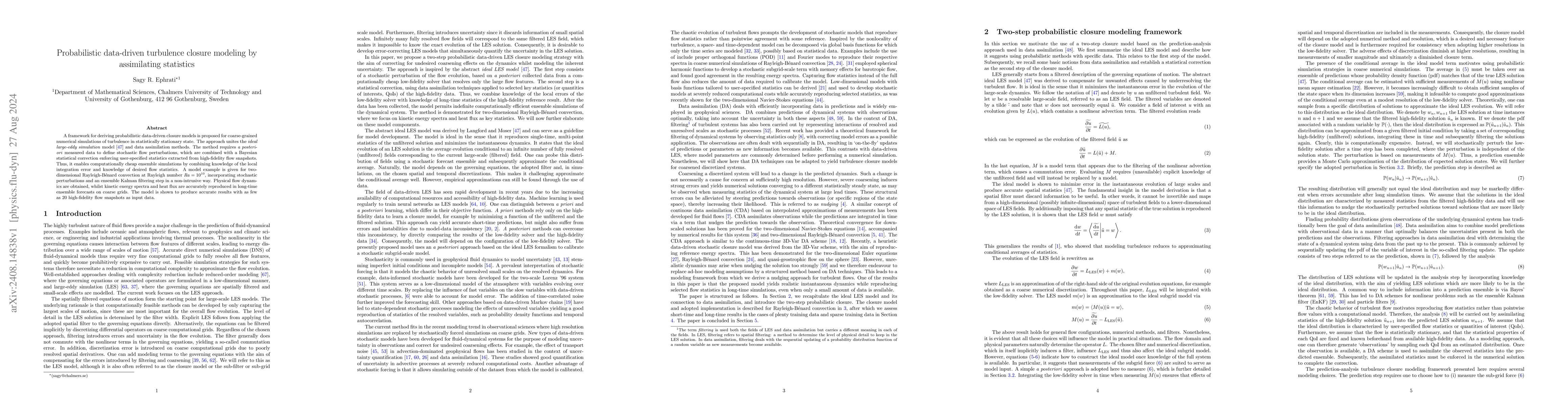 Thumbnail for Probabilistic data-driven turbulence closure modeling by assimilating
  statistics