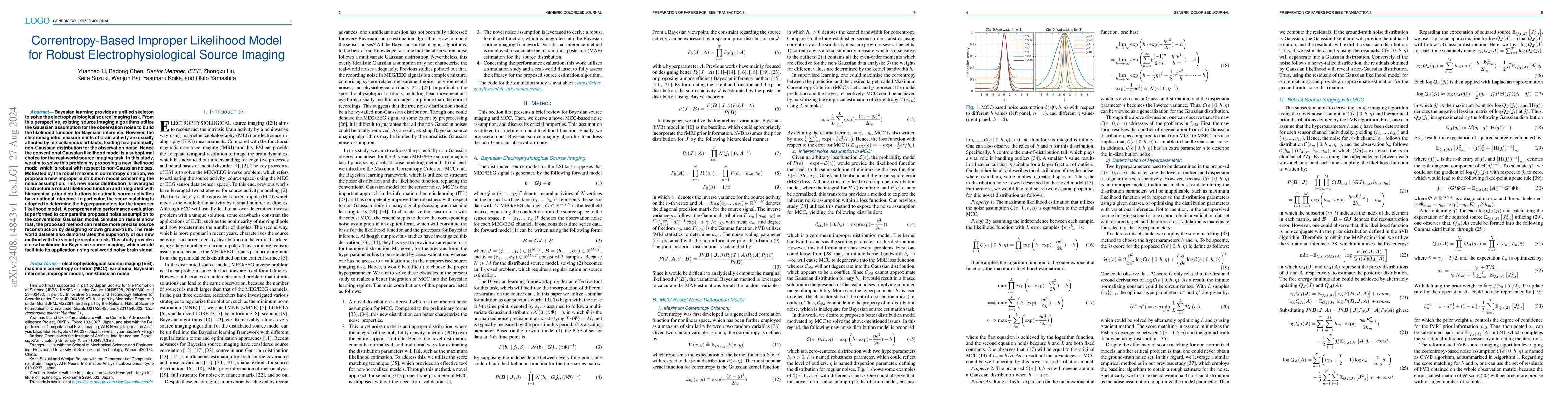 Thumbnail for Correntropy-Based Improper Likelihood Model for Robust
  Electrophysiological Source Imaging
