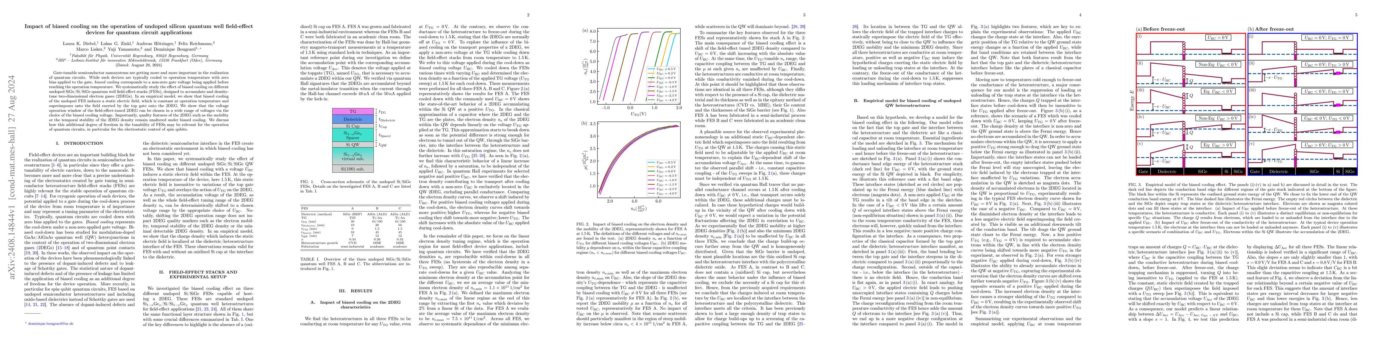 Thumbnail for Impact of biased cooling on the operation of undoped silicon quantum
  well field-effect devices for quantum circuit applications