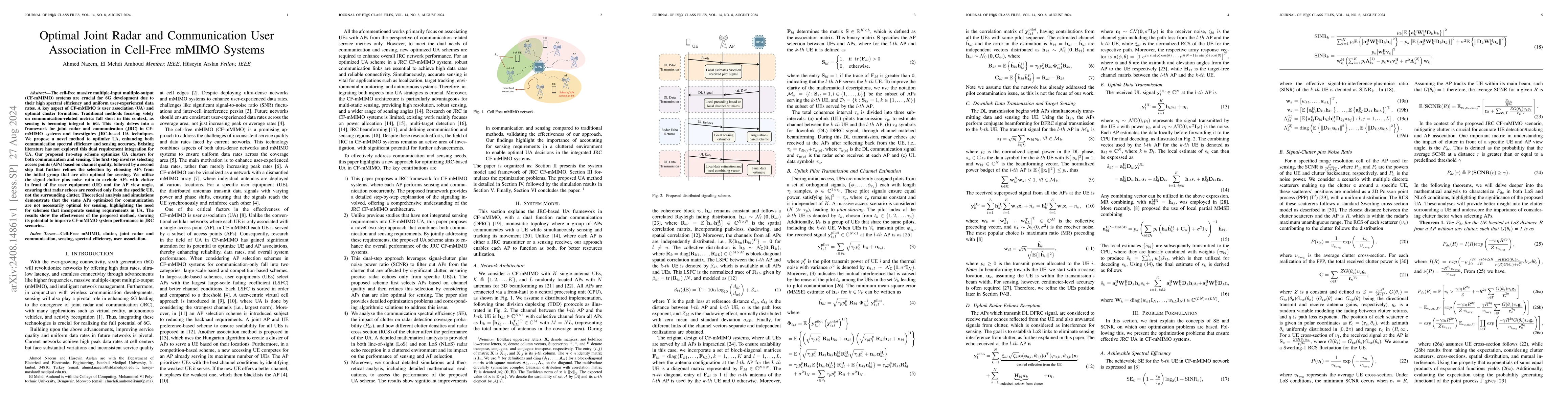 Thumbnail for Optimal Joint Radar and Communication User Association in Cell-Free
  mMIMO Systems