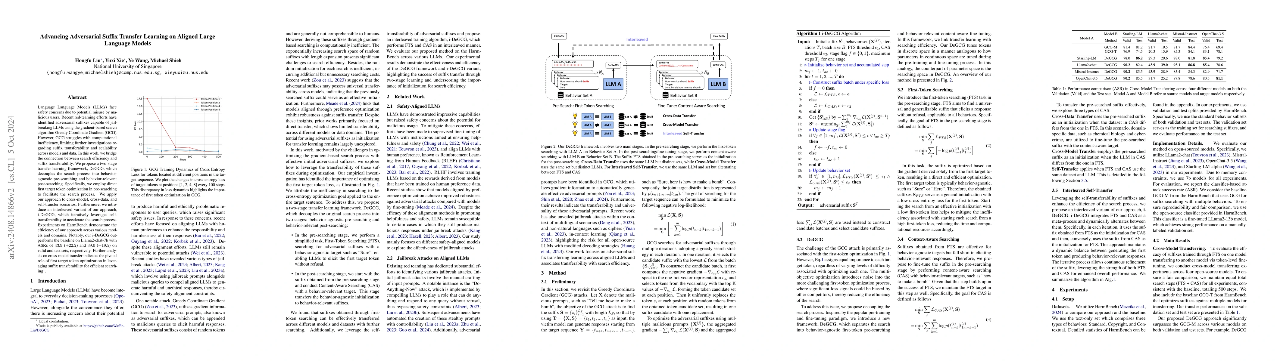 Thumbnail for Advancing Adversarial Suffix Transfer Learning on Aligned Large Language
  Models