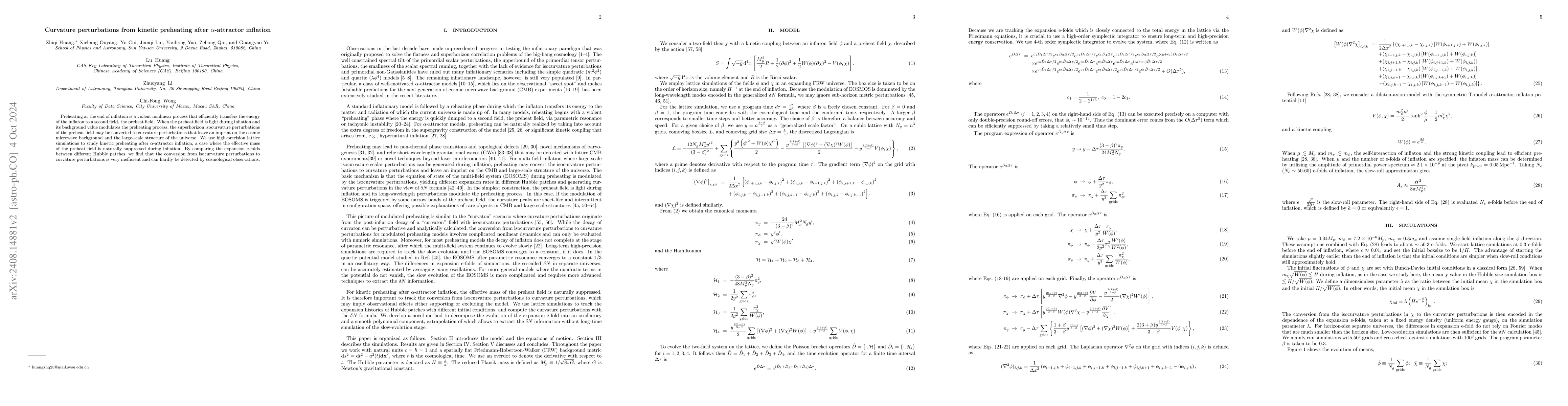Thumbnail for Curvature perturbations from kinetic preheating after $α$-attractor
  inflation