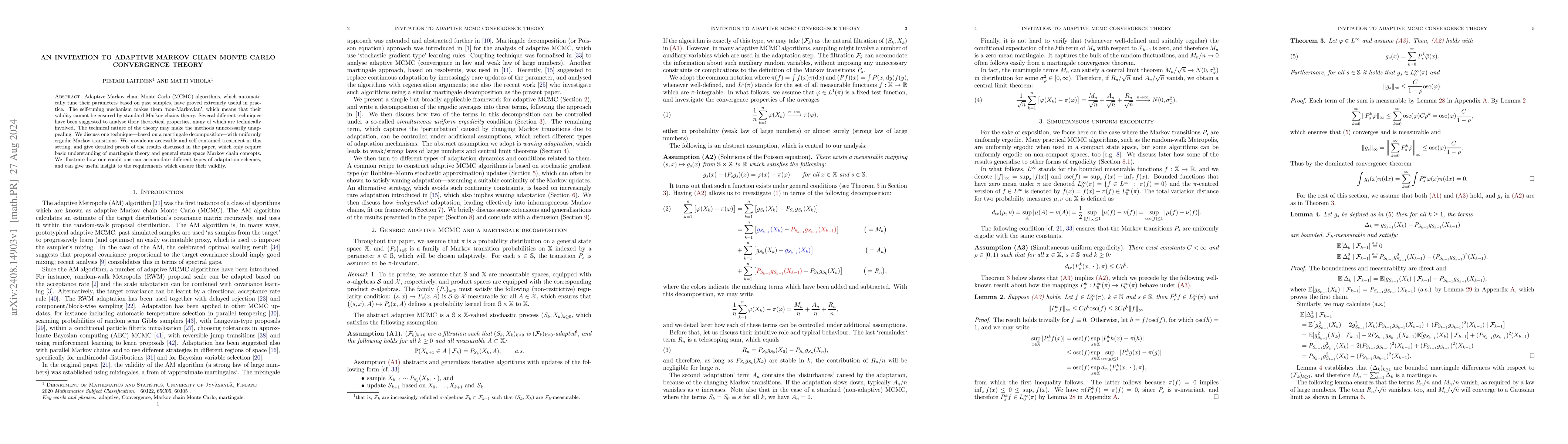 Thumbnail for An invitation to adaptive Markov chain Monte Carlo convergence theory