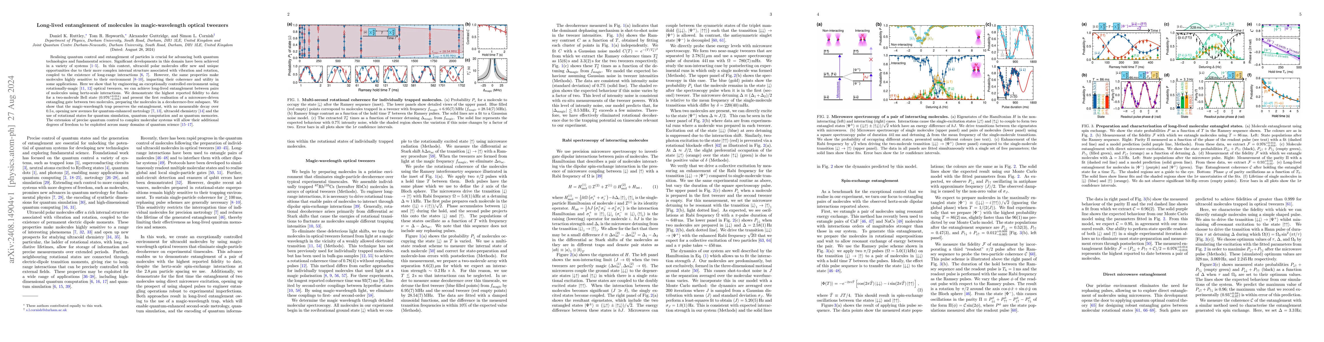 Thumbnail for Long-lived entanglement of molecules in magic-wavelength optical
  tweezers