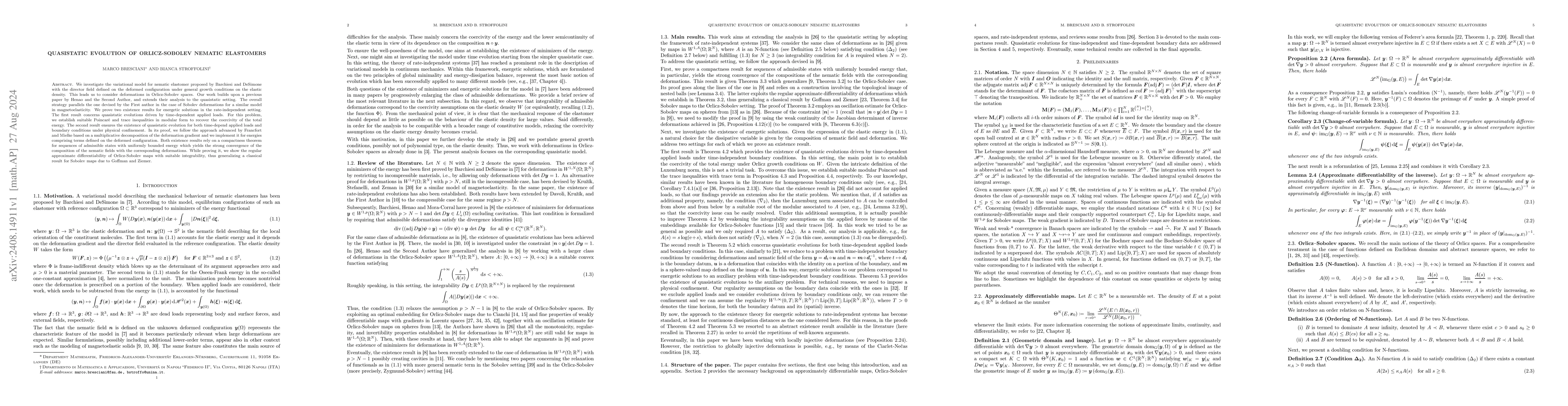 Thumbnail for Quasistatic evolution of Orlicz-Sobolev nematic elastomers