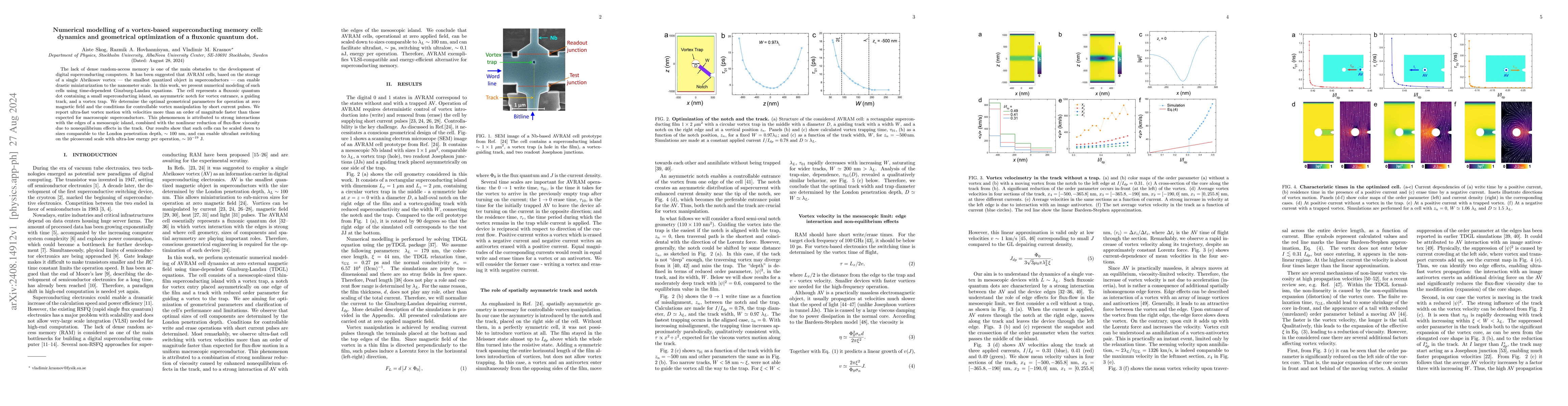 Thumbnail for Numerical modelling of a vortex-based superconducting memory cell:
  dynamics and geometrical optimization of a fluxonic quantum dot