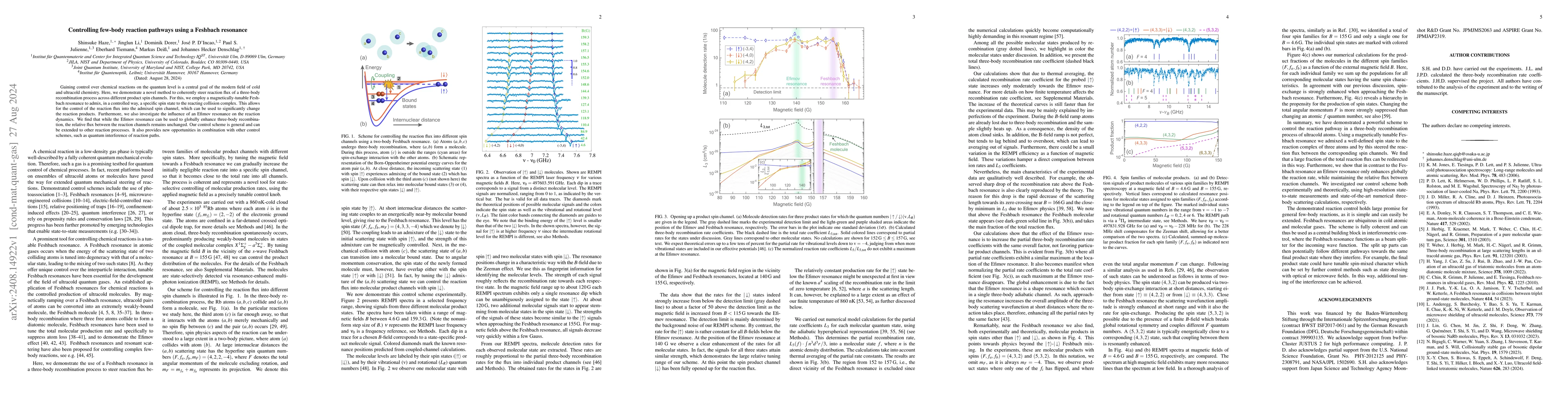 Thumbnail for Controlling few-body reaction pathways using a Feshbach resonance