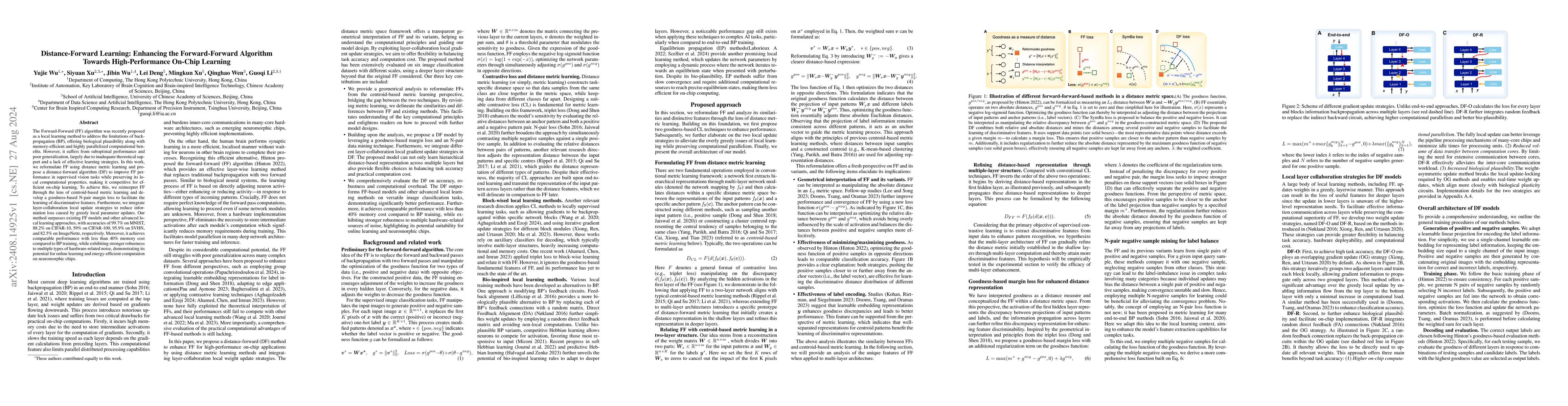 Thumbnail for Distance-Forward Learning: Enhancing the Forward-Forward Algorithm
  Towards High-Performance On-Chip Learning