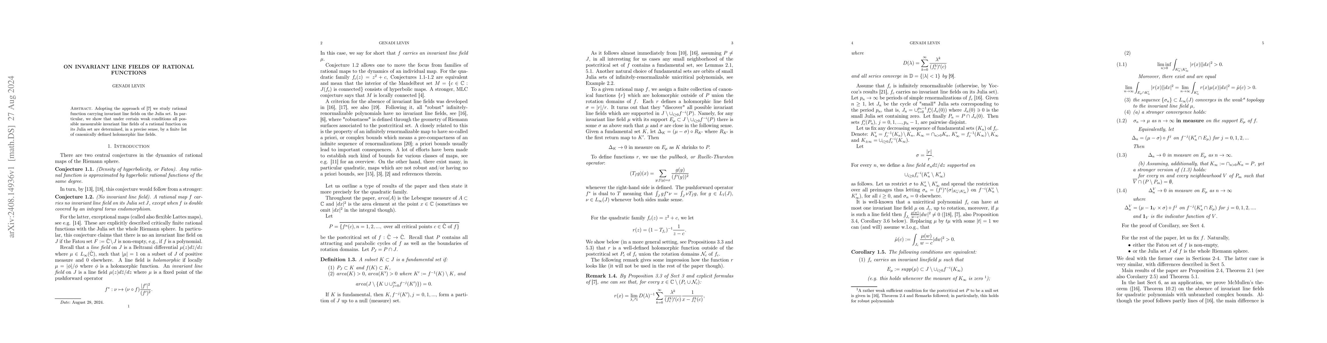 Thumbnail for On invariant line fields of rational functions