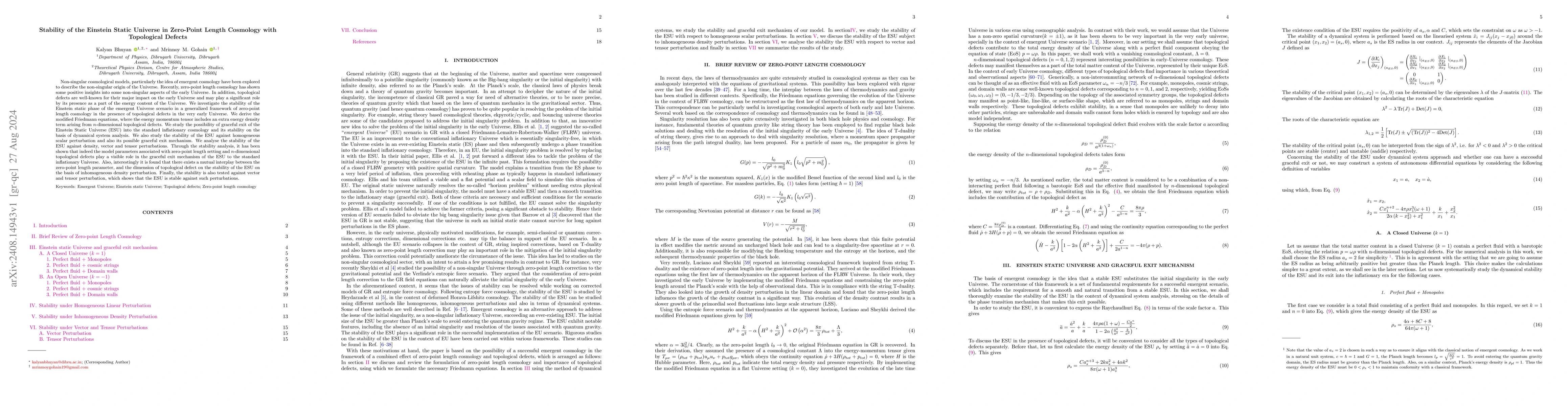 Thumbnail for Stability of the Einstein Static Universe in Zero-Point Length Cosmology
  with Topological Defects