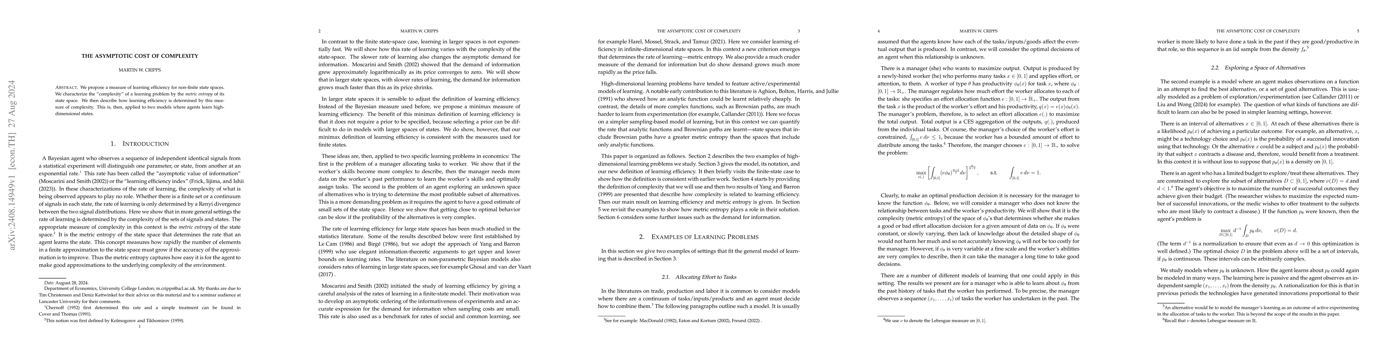 Thumbnail for The Asymptotic Cost of Complexity