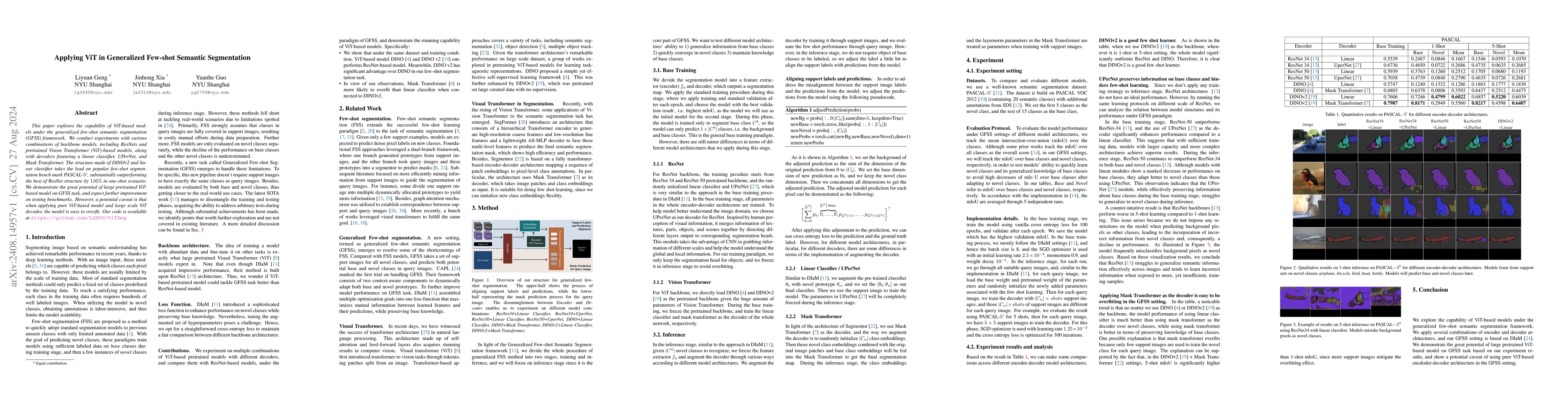 Thumbnail for Applying ViT in Generalized Few-shot Semantic Segmentation