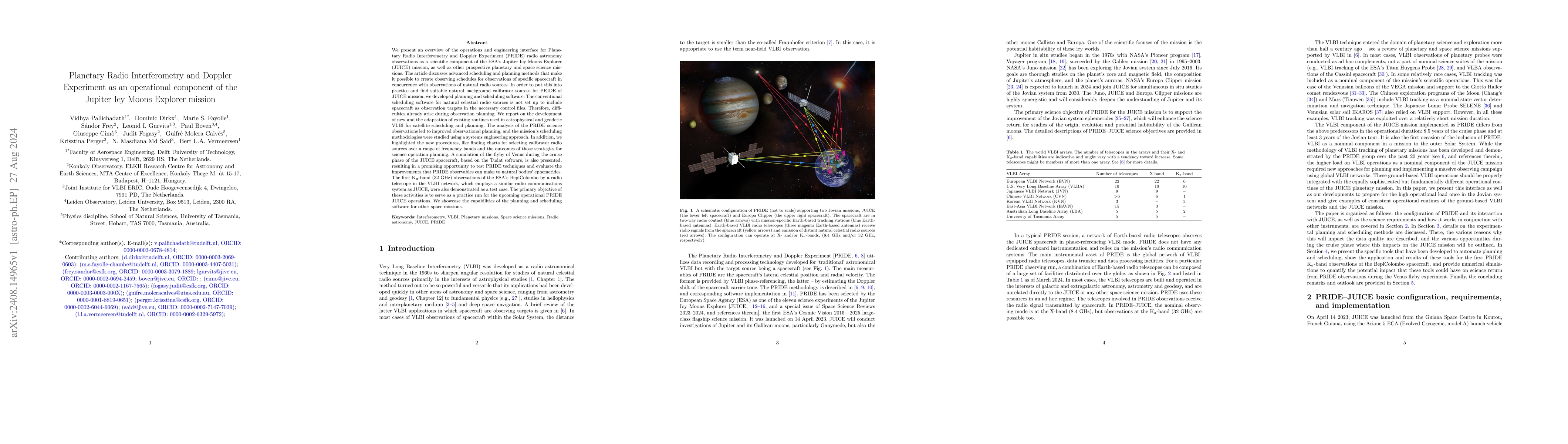 Thumbnail for Planetary radio interferometry and Doppler experiment as an operational
  component of the Jupiter Icy Moons Explorer mission