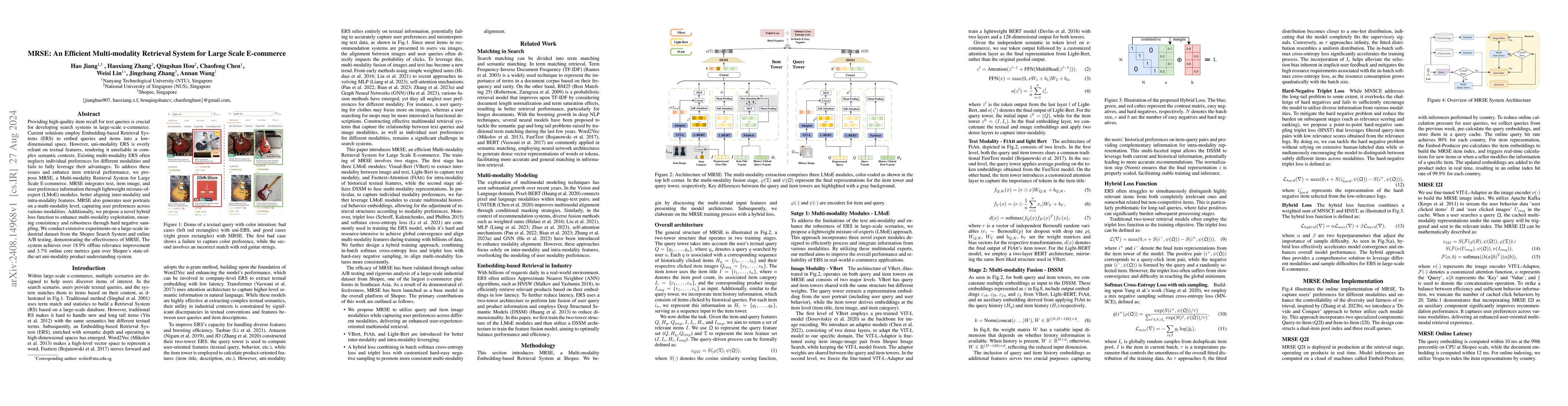 Thumbnail for MRSE: An Efficient Multi-modality Retrieval System for Large Scale
  E-commerce