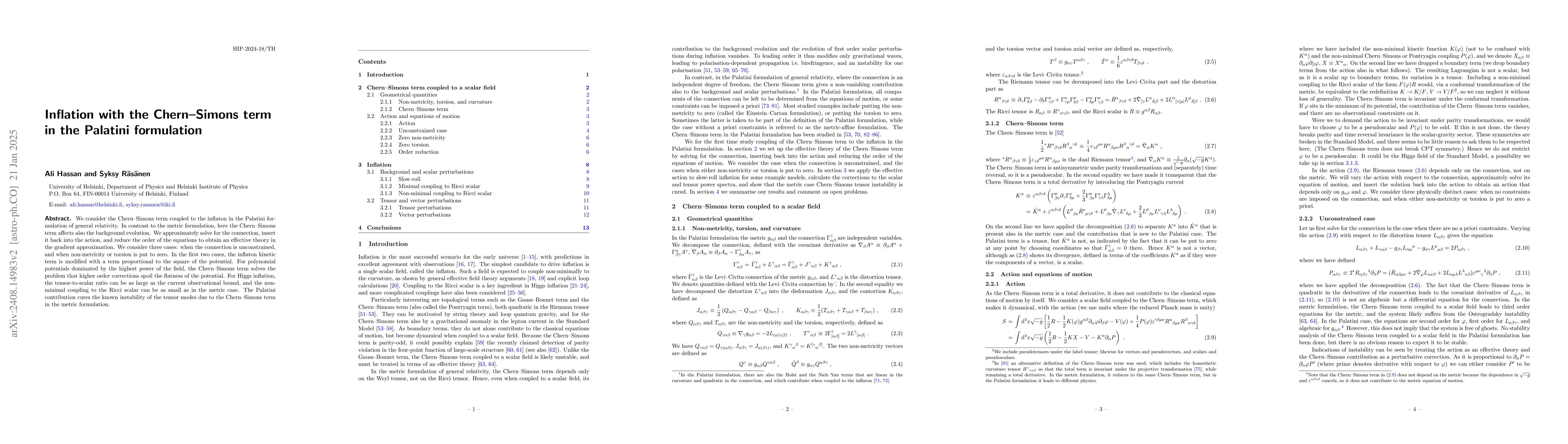 Thumbnail for Inflation with the Chern-Simons term in the Palatini formulation