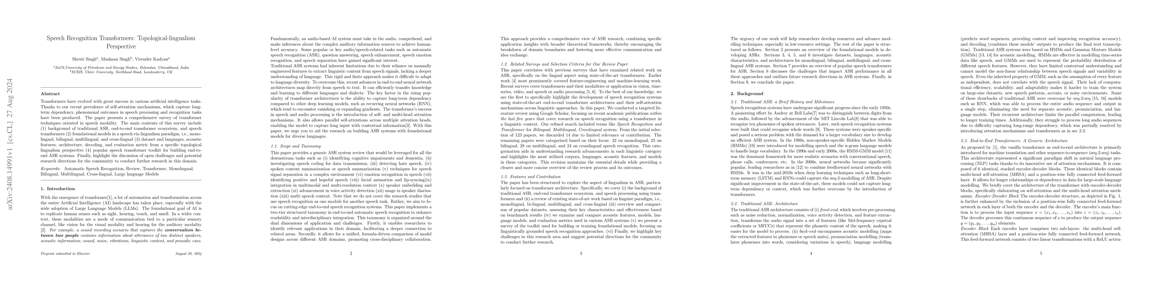 Thumbnail for Speech Recognition Transformers: Topological-lingualism Perspective