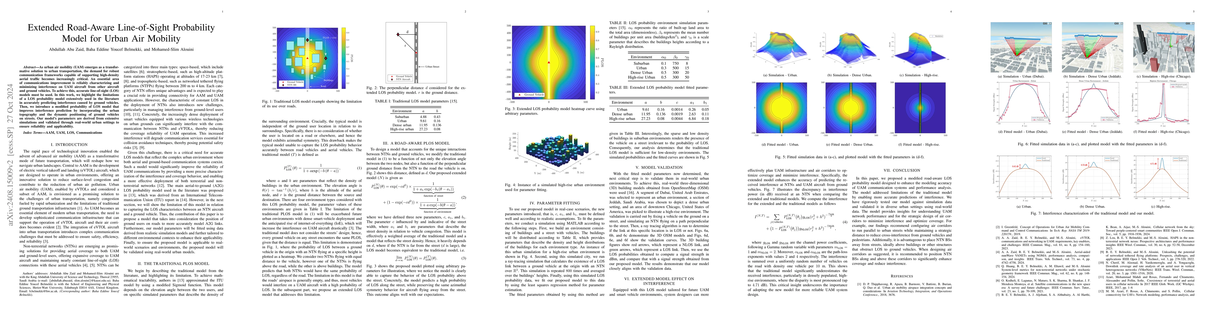Thumbnail for Extended Road-Aware Line-of-Sight Probability Model for Urban Air
  Mobility