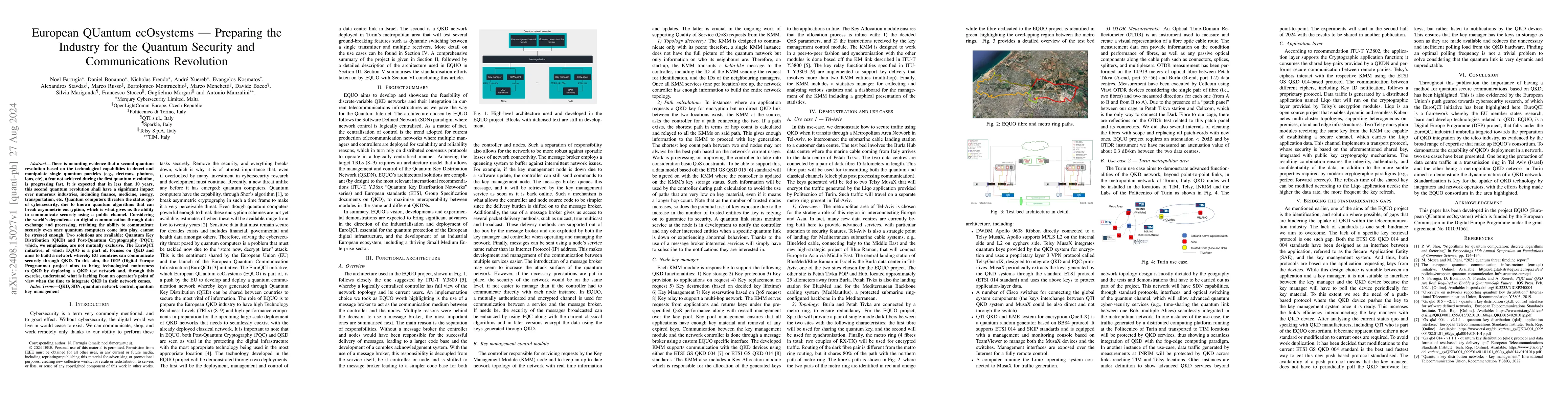 Thumbnail for European Quantum Ecosystems -- Preparing the Industry for the Quantum
  Security and Communications Revolution