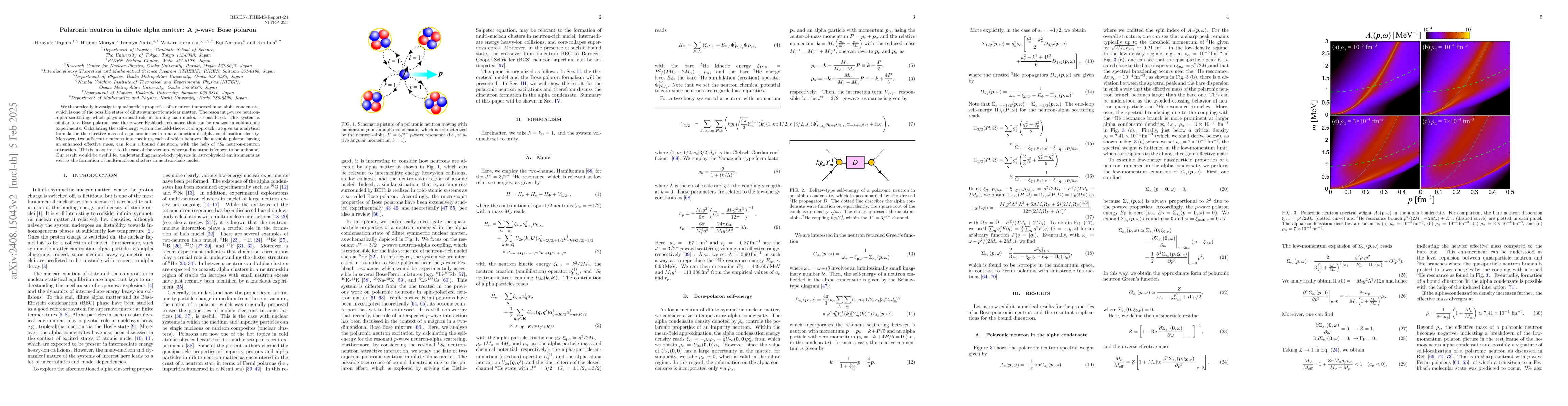 Thumbnail for Polaronic neutron in dilute alpha matter: A $p$-wave Bose polaron