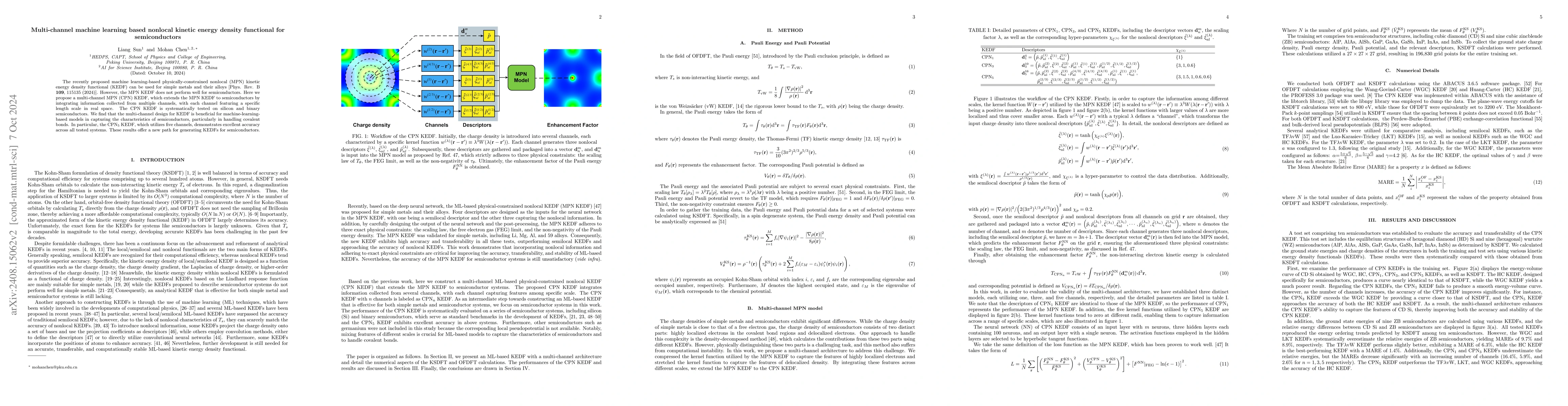 Thumbnail for Multi-channel machine learning based nonlocal kinetic energy density
  functional for semiconductors