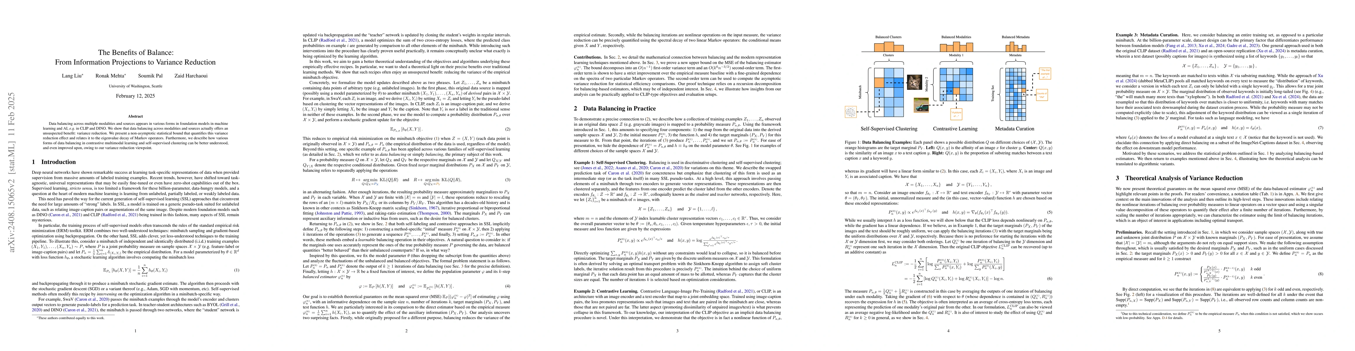 Thumbnail for The Benefits of Balance: From Information Projections to Variance
  Reduction