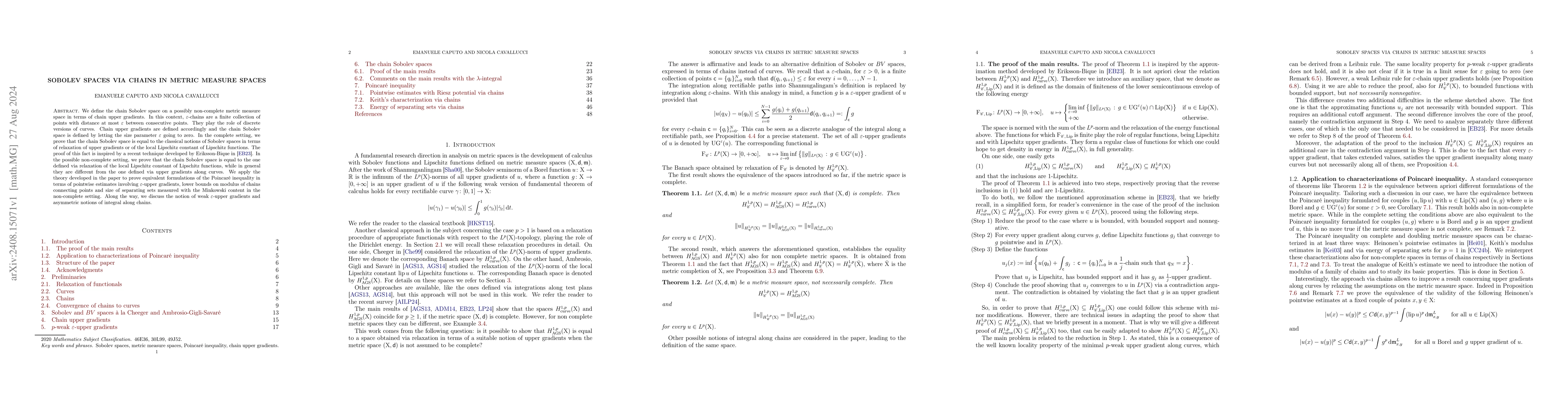 Thumbnail for Sobolev spaces via chains in metric measure spaces