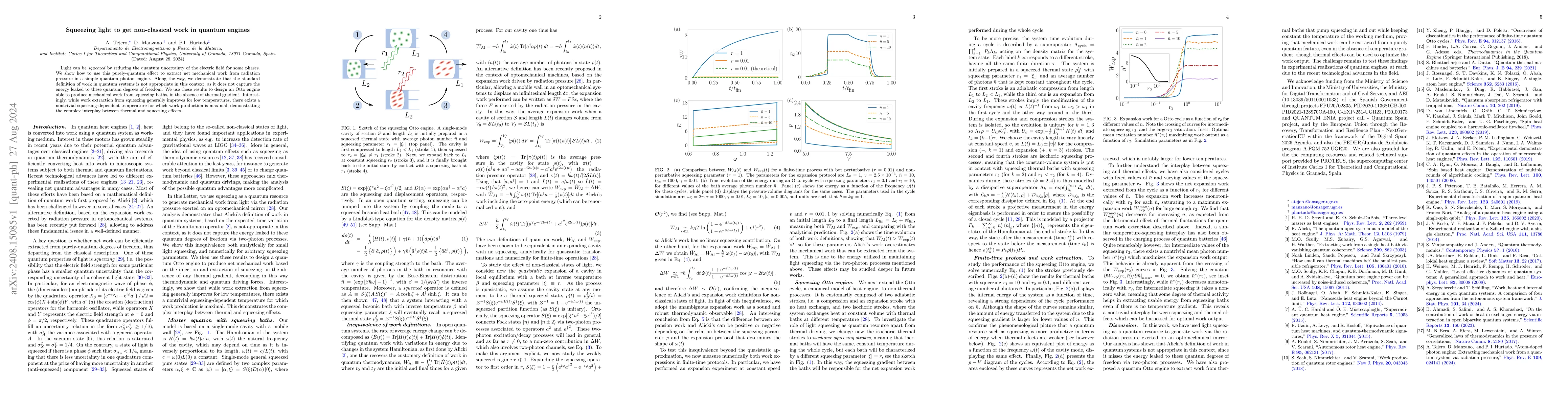 Thumbnail for Squeezing light to get non-classical work in quantum engines