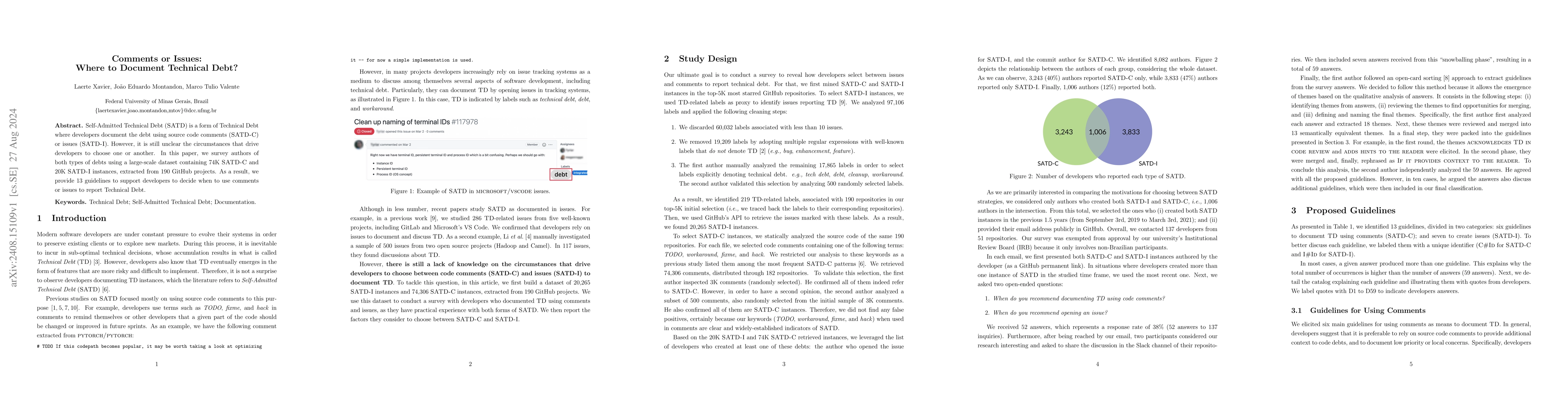 Thumbnail for Comments or Issues: Where to Document Technical Debt?