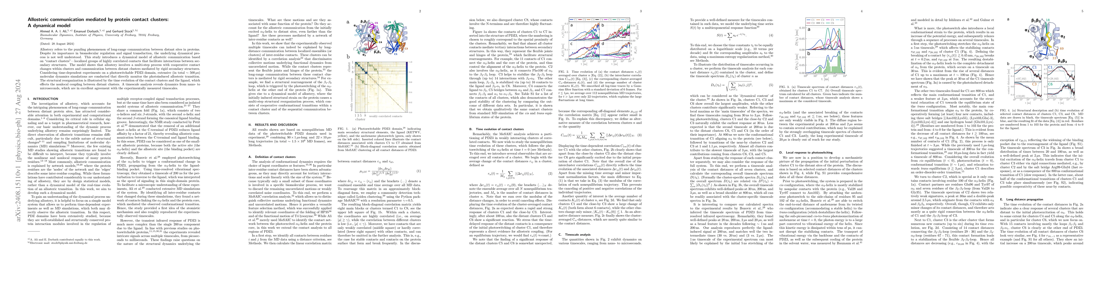 Thumbnail for Allosteric communication mediated by protein contact clusters: A
  dynamical model