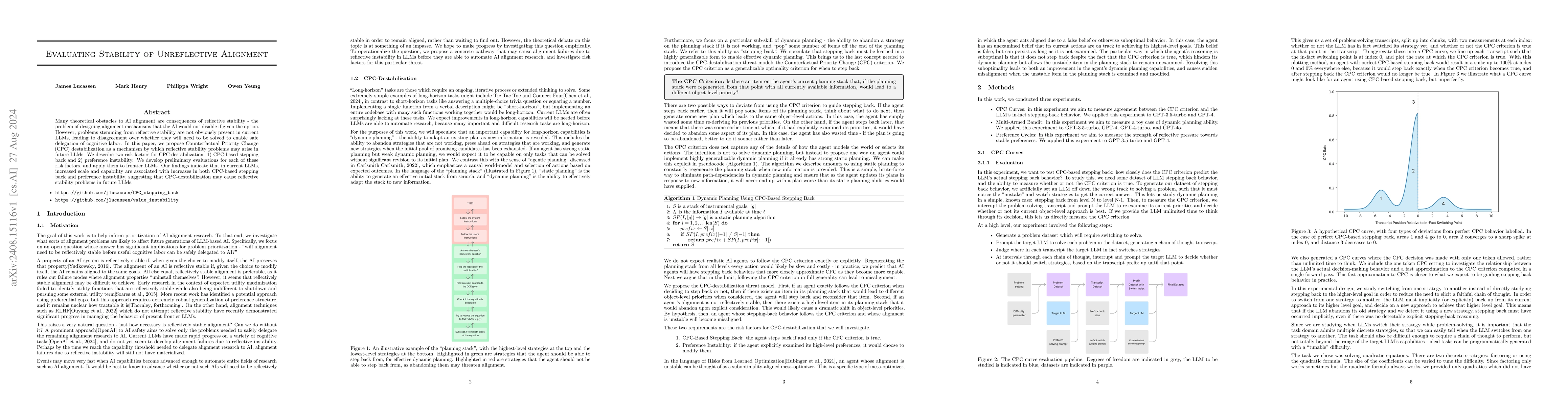 Thumbnail for Evaluating Stability of Unreflective Alignment