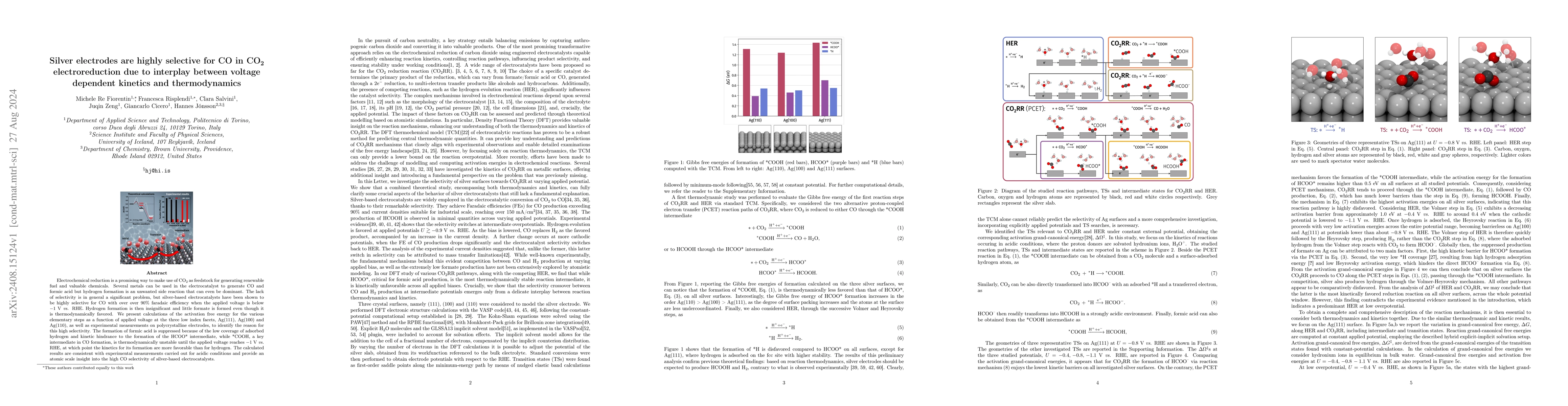 Thumbnail for Silver electrodes are highly selective for CO in CO$_2$ electroreduction
  due to interplay between voltage dependent kinetics and thermodynamics