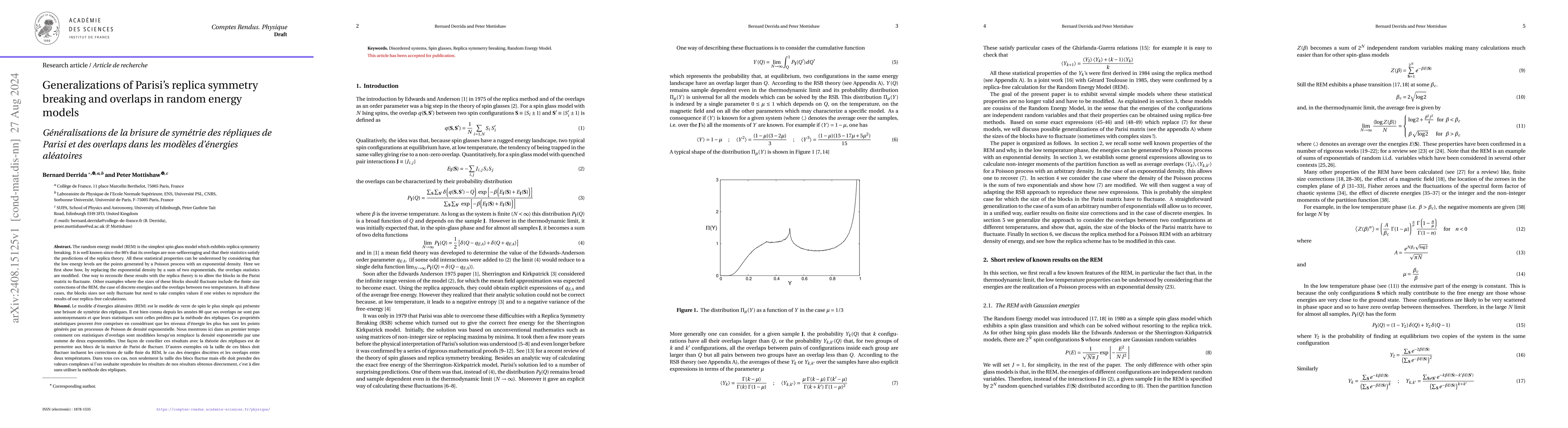 Thumbnail for Generalizations of Parisi's replica symmetry breaking and overlaps in
  random energy models
