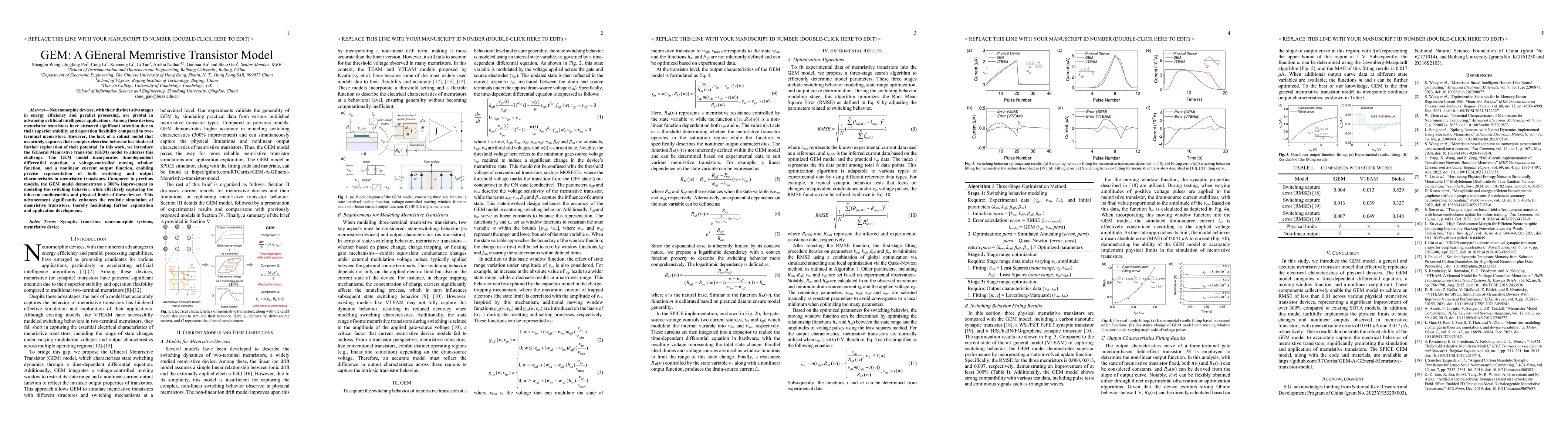 Thumbnail for GEM: A GEneral Memristive Transistor Model