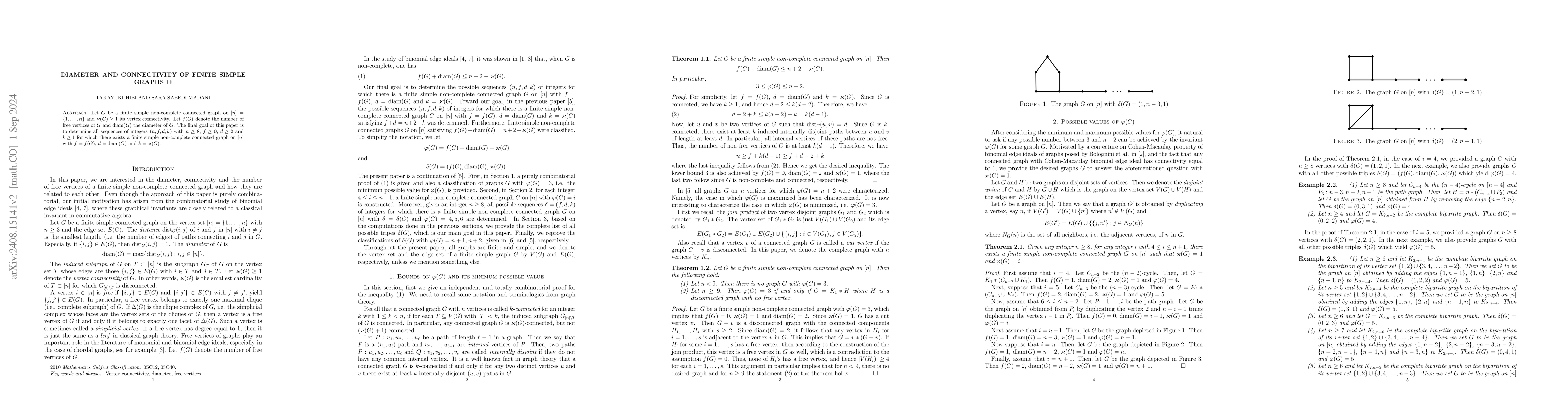 Thumbnail for Diameter and connectivity of finite simple graphs II