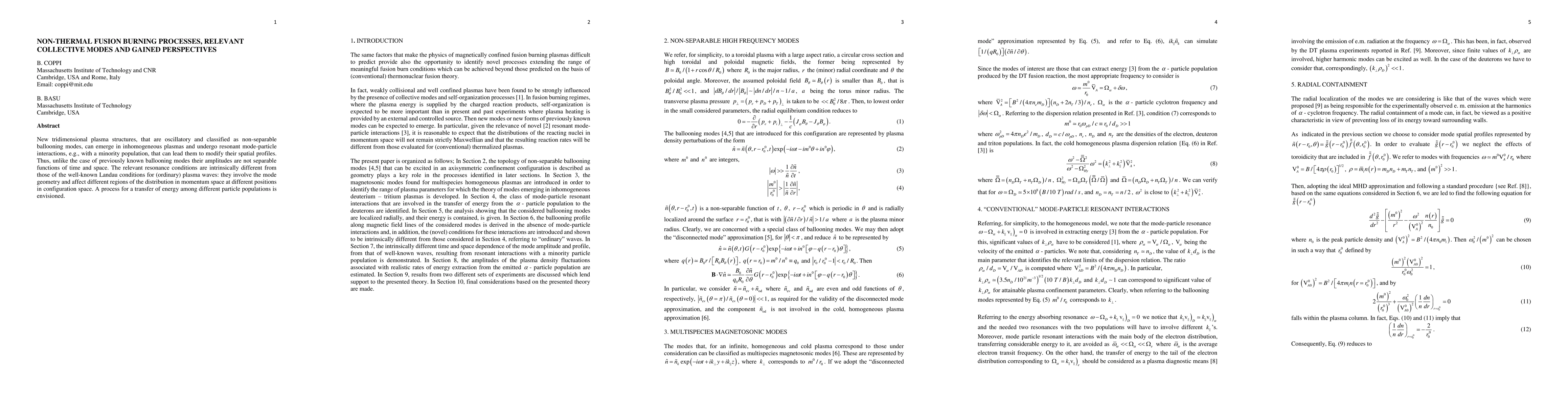 Thumbnail for Non-thermal fusion burning processes, relevant collective modes and
  gained perspectives