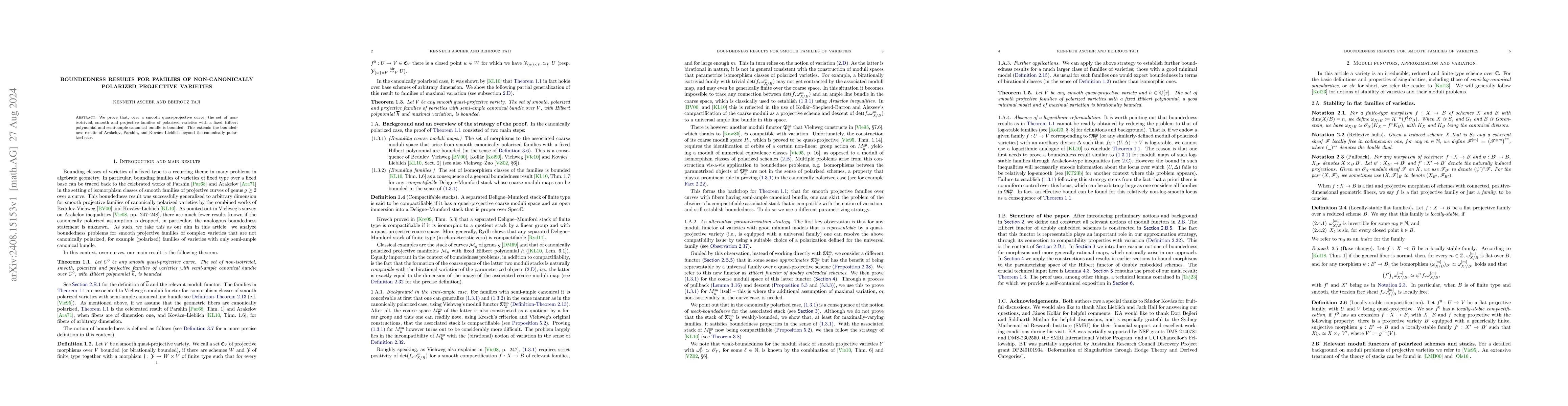 Thumbnail for Boundedness results for families of non-canonically polarized projective
  varieties
