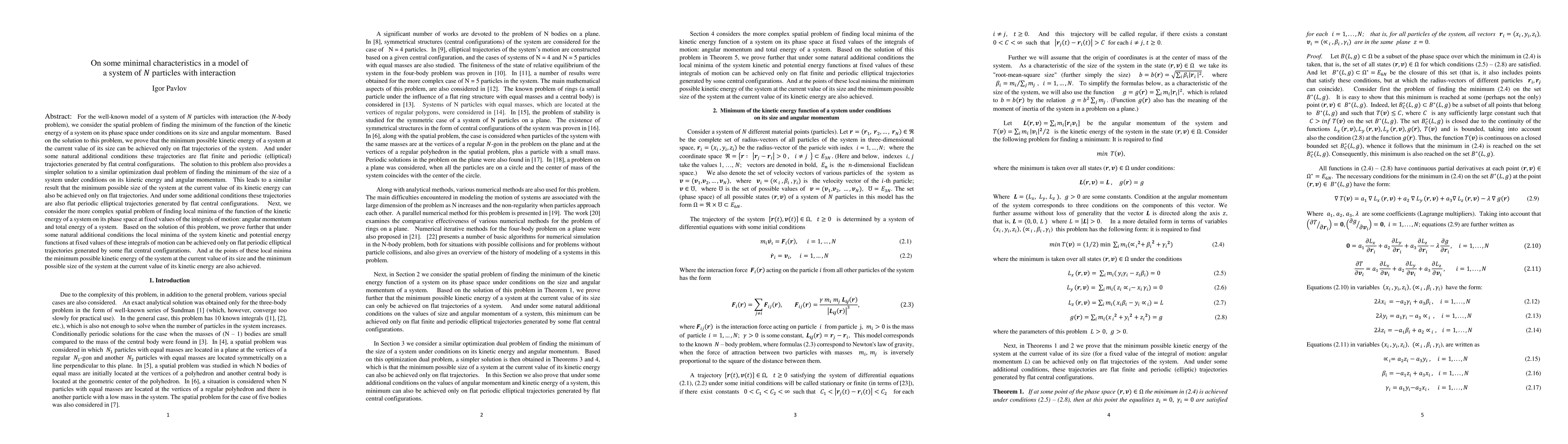 Thumbnail for On some minimal characteristics in a model of a system of N particles
  with interaction