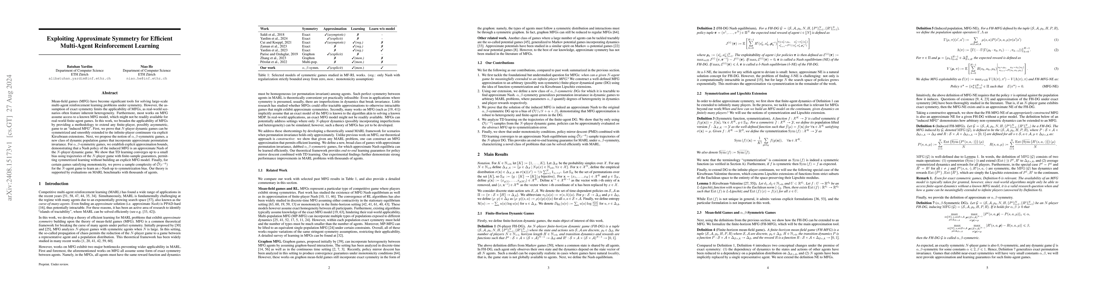 Thumbnail for Exploiting Approximate Symmetry for Efficient Multi-Agent Reinforcement
  Learning