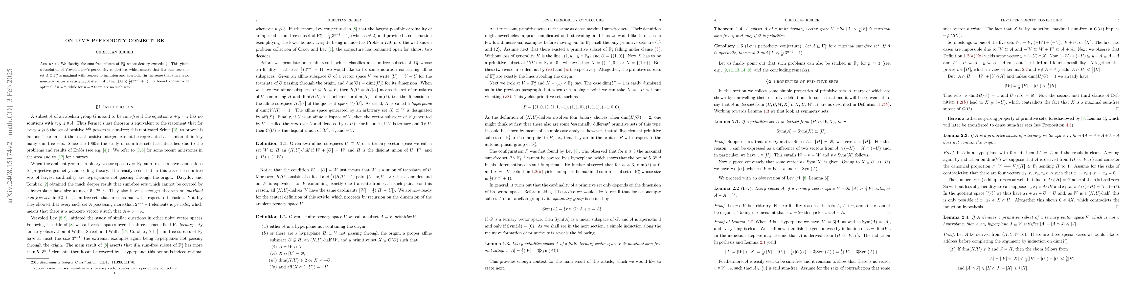 Thumbnail for On Lev's periodicity conjecture