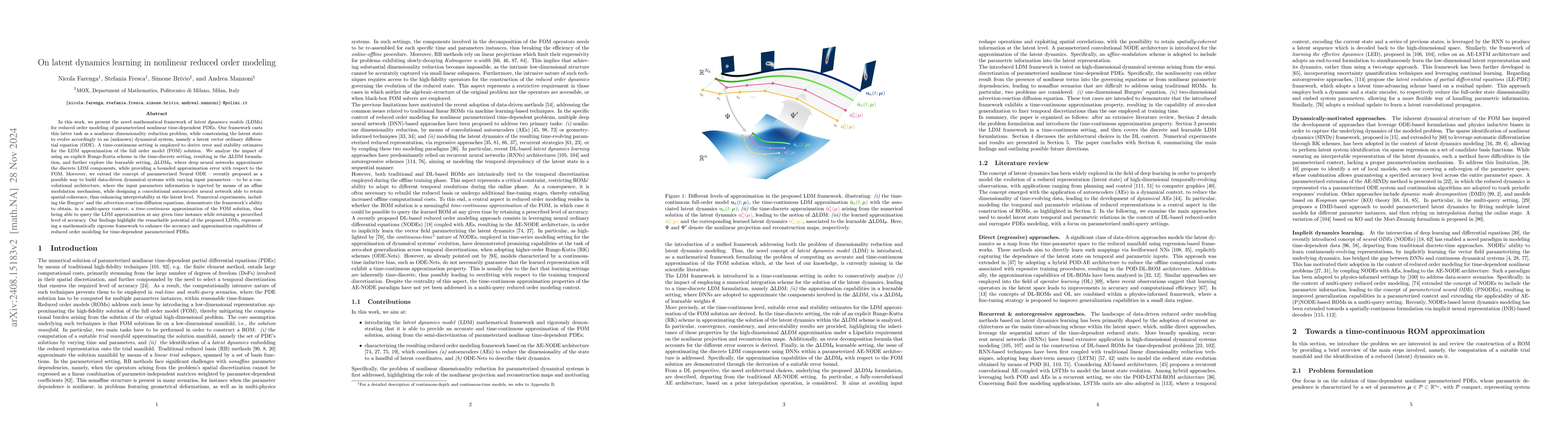 Thumbnail for On latent dynamics learning in nonlinear reduced order modeling